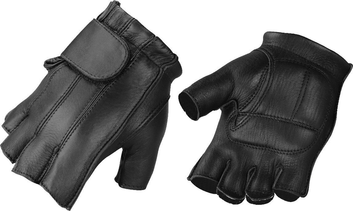 Raider Fingerlose Lederhandschuhe mit gepolsterter Gel-Handfläche (Schwarz, Größe XL) von Raider