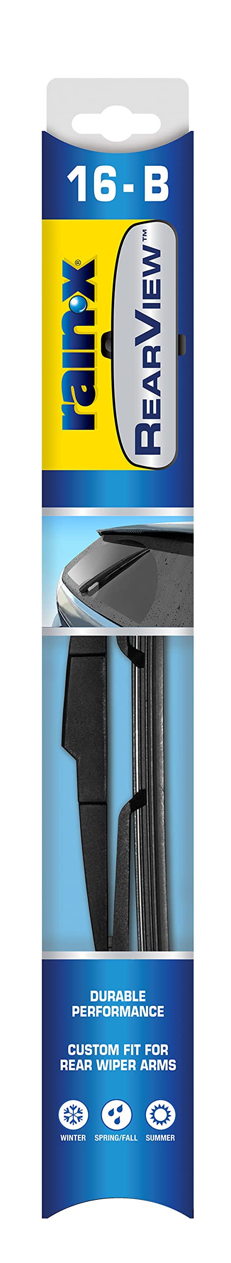 Rain-X 850022 RearView 16-B Heckscheibenwischerblatt, 40,6 cm Komposit-Heckwischerblatt, passend für Rock Lock 3 (1 Stück), Automobil-Ersatz-Wischerblätter, die OEM-Qualität und Designstandards von Rain-X