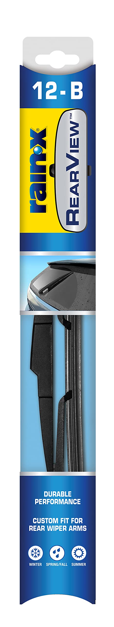 Rain-X 850028 RearView 12-B Heckscheibenwischerblatt, 30,5 cm Komposit-Heckwischerblatt, passend für Rock Lock 3 (1 Stück), Automobil-Ersatz-Wischerblätter, die OEM-Qualität und Designstandards von Rain-X