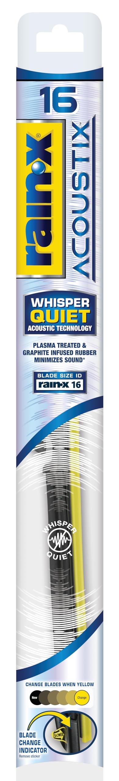 Rain-X Acoustix 40,6 cm Scheibenwischerblätter (1 Stück), flüsterleise Auto-Ersatz-Scheibenwischer, Plasmabehandlung und Graphit-infundierte Beschichtung für reibungslose Leistung und lange von Rain-X