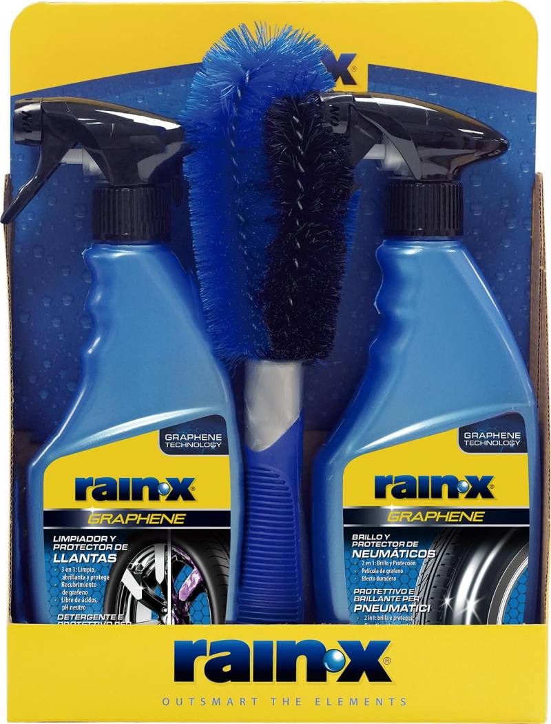 Rain-X Autofelgenreiniger und Reifenglanz mit Felgenbürste – Packung 2 x 500 ml von Rain-X