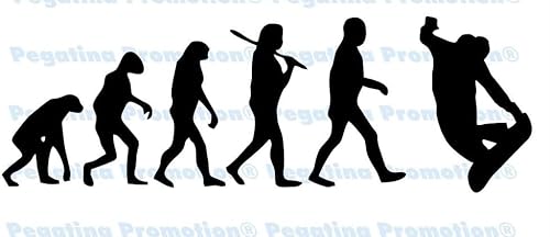 Evolution Affe zu Snowboarder Snowboard Hobby Aufkleber, ca.20 cm breite Hobbys Auto Autoaufkleber Sticker Heckscheibe Lack Vinyl Sport Sportaufkleber Auto-Aufkleber von ® Aufklebe von Rakelfix