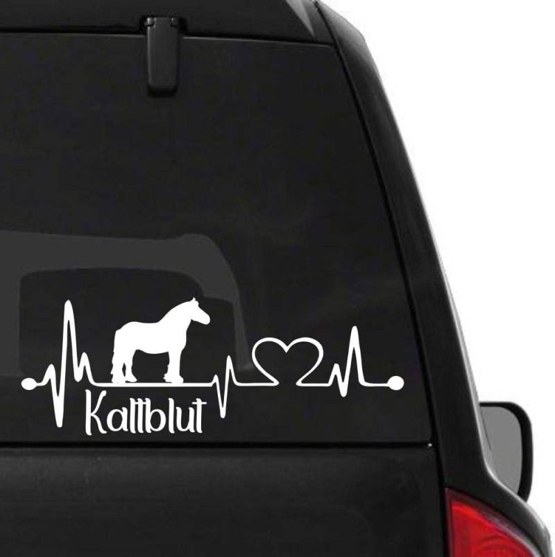 Rakelfix Herzschlag Pferd Welsh Kaltblut mit Herz, Pferde Silhouette & Schriftzug Heartbeat reiten Aufkleber Sticker Profi Qualität von Rakelfix