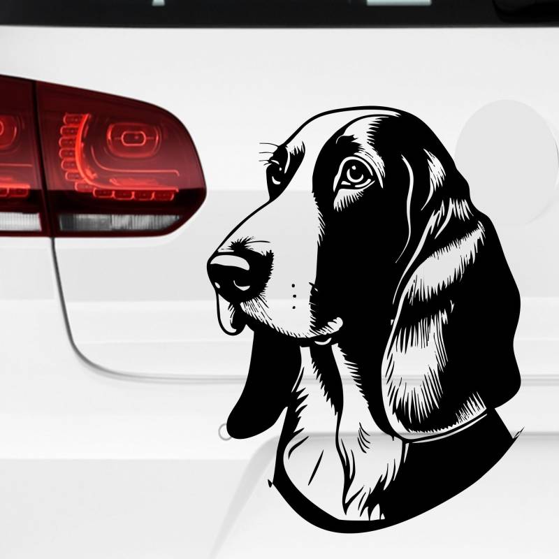 Rakelfix Basset Bleu de Gascogne Aufkleber Sticker Hunde Hunde Dog Personalisierbar Name,Text,Größe Wunschtext Auto Autoaufkleber Wandtattoo von Rakelfix