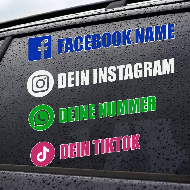 Rakelfix Dein Social Media Aufkleber mit Vorschau konfigurieren Sticker UV & Wetterfest Scheibe Auto PC Laptop von Rakelfix