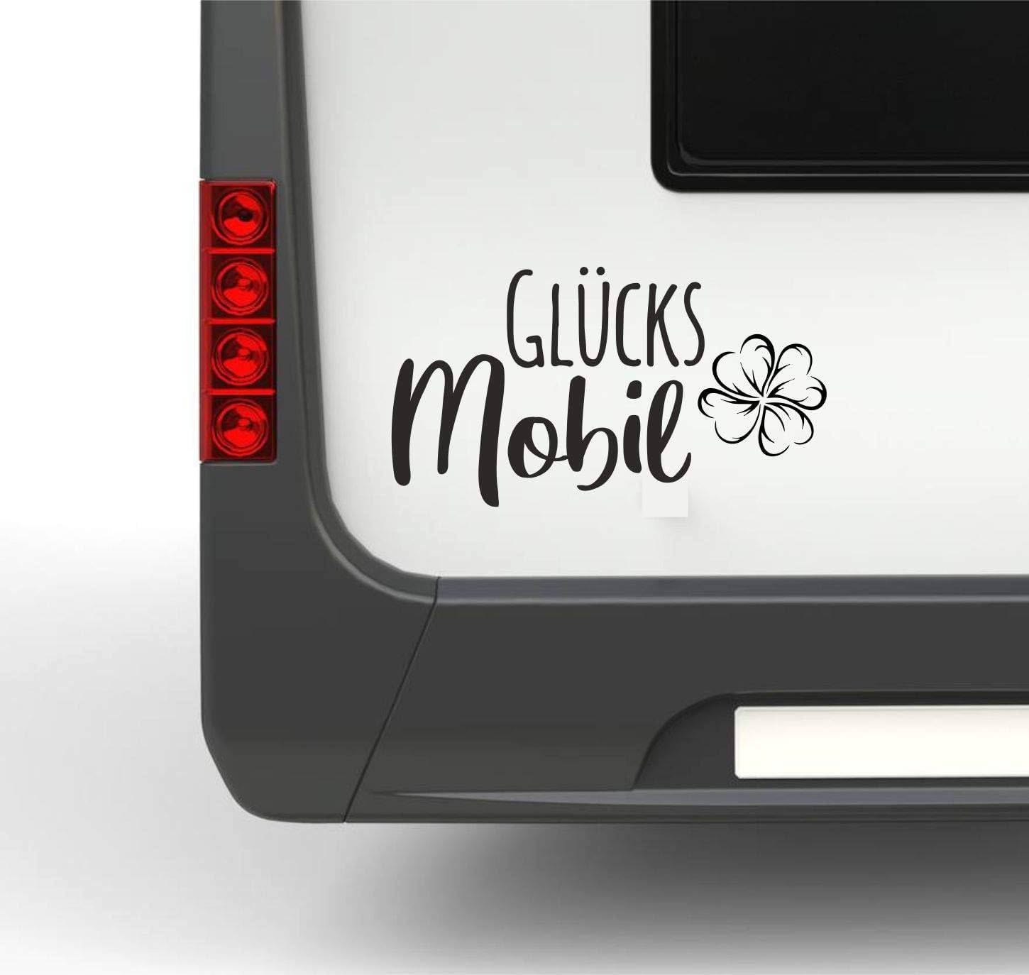 Rakelfix Glücksmobil ca30cm Aufkleber mit Kleeblatt Typ2 Wohnmobil Wohnwagen Sticker von Rakelfix