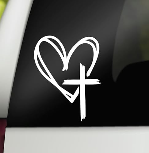 Rakelfix Herz Kreuz Christen Aufkleber Größe/Farbe ANPASSBAR Sticker Autoaufkleber von Rakelfix