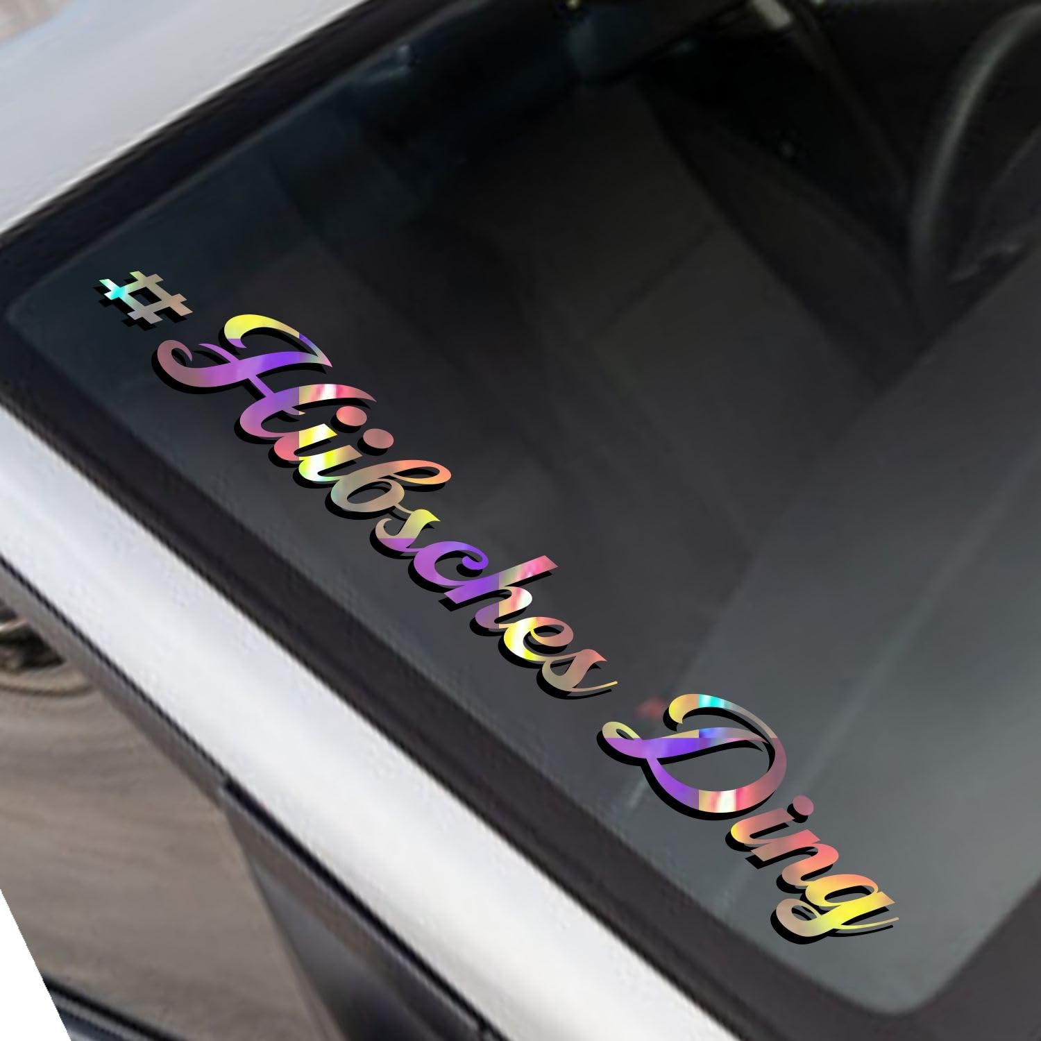 Rakelfix # Hübsches Ding Hashtag Oil Slick Oilslick Aufkleber JDM Sticker Autoaufkleber Größe/Farbe WÄHLBAR! Windschutzscheibe von Rakelfix