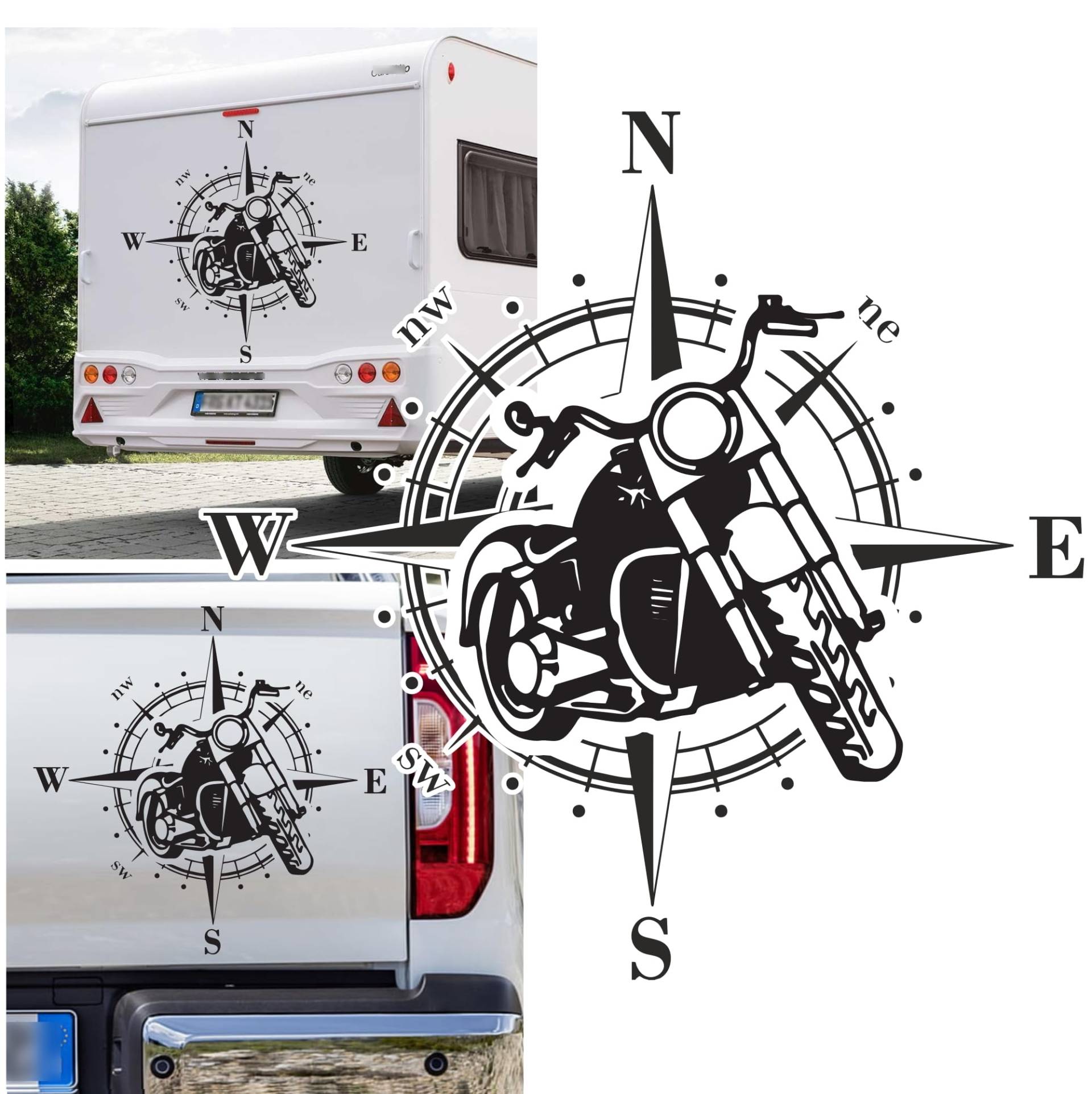 Rakelfix Kompass Chopper Motorrad Bike Biker Maschine V8 Angel Aufkleber freie Größe&Farbe Auto Camper Wohnmobil Caravan Autoaufkleber Wohnwagen Sticker Kompassrose von Rakelfix