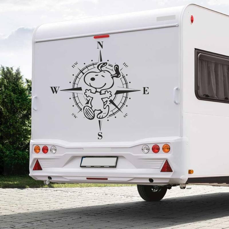 Rakelfix Kompass Lachender Comic Hund Süß Freude glücklich Happy Aufkleber freie Größe&Farbe Auto Camper Wohnmobil Caravan Autoaufkleber Wohnwagen Sticker Kompassrose von Rakelfix