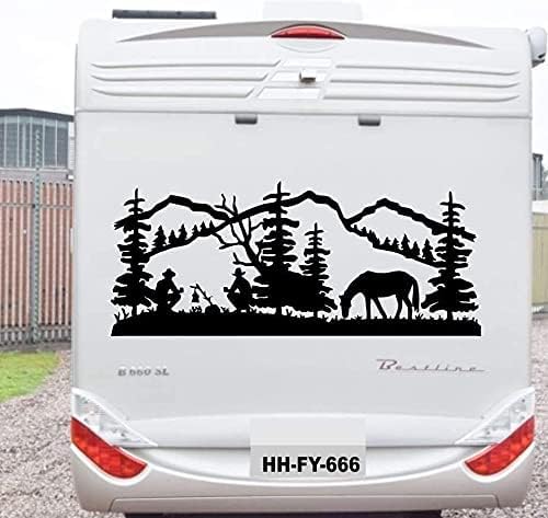 Rakelfix Landschaft Cowboy Aufkleber ca70x30 cm Natur Sticker für Wohnmobil Wohnwagen Caravan Lustige Sprüche lustiger Spruch von Rakelfix