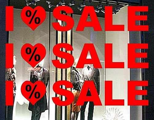 Rakelfix I Love Sale-Aufkleber 1 Stück ca.150cm Ausverkauf Schaufenster Räumungsverkauf DEKO Werbung von Rakelfix