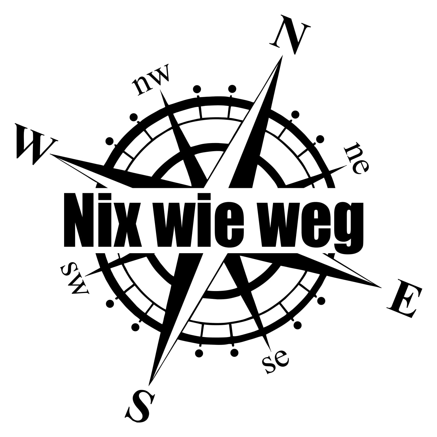 Rakelfix Nix wie Weg Kompass Aufkleber Wohnwagen Wohnmobil Sticker Womi Truck Kompassrose Lustiger Spass Autoaufkleber von Rakelfix