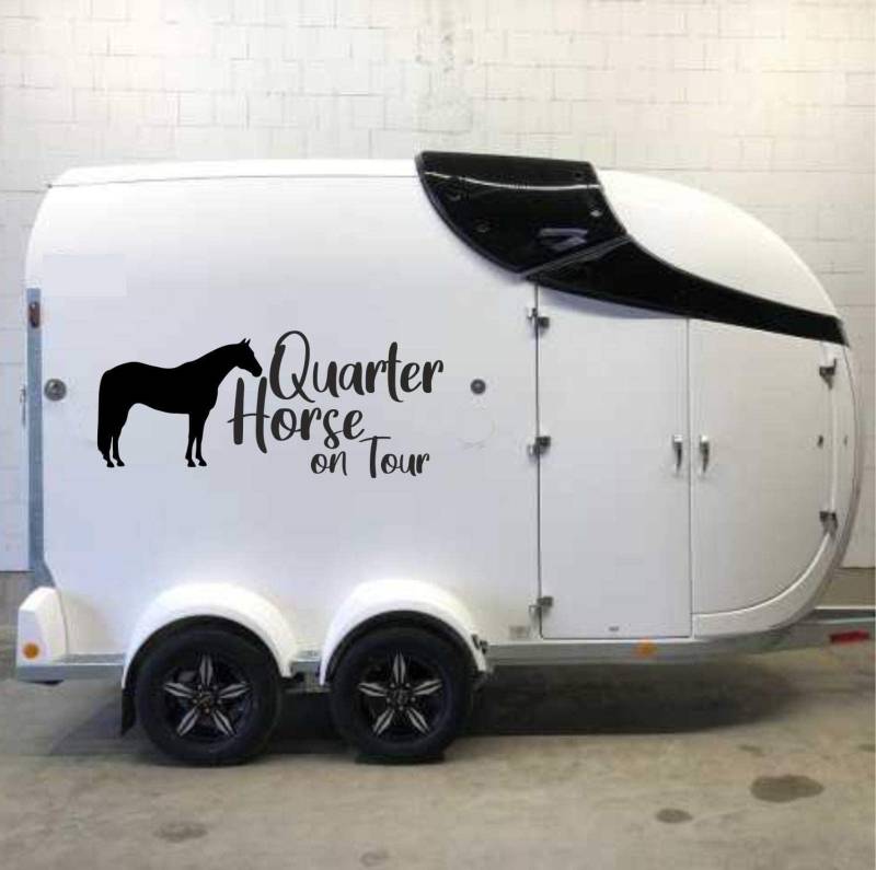 Rakelfix Pferde Silhouette Typ1 ca 90cm (1 Stück) mit Schriftzug Quarter Horse on Tour reiten Reitsport Aufkleber Sticker Profi Qualität von Rakelfix