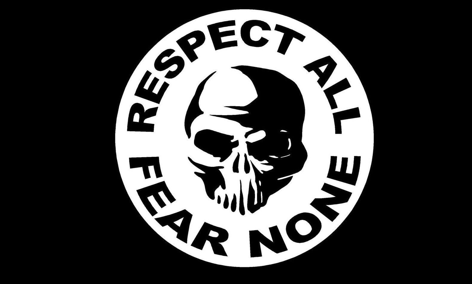 Rakelfix Respect All Fear no one Skull Biker Totenkopf Aufkleber Größe&Farbe ANPASSBAR Sticker Autoaufkleber Lack Scheibe Wand von Rakelfix