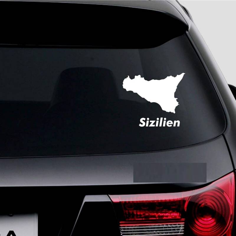 Rakelfix Sizilien mit Schriftzug ca.15cm Insel Aufkleber freigestellt ohne Hintergrund aus Hochleistungsfolie für Lack und Scheibe,Autoaufkleber, Sticker von Rakelfix