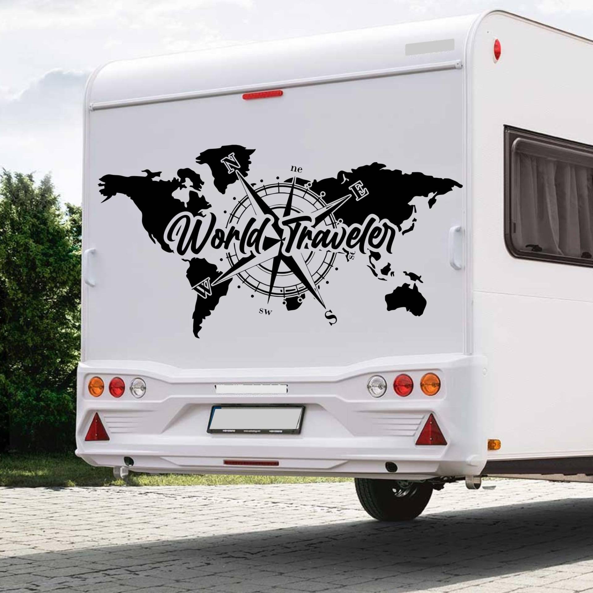 Rakelfix Weltkarte Weltenbummler Kompass World Traveler Map Erdkugel Karte Zeihnung Wohnmobil Womi Reisen von Rakelfix