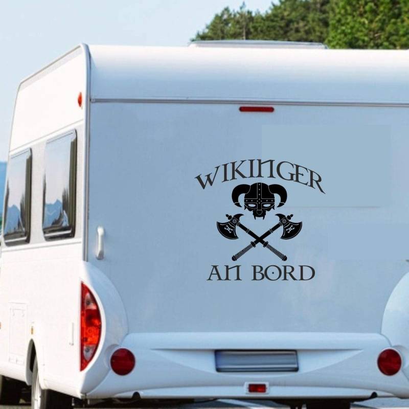 Rakelfix Wikinger an Board mit Helm & Axt Motiv1 ca.60cm breit Aufkleber Sticker Autoaufkleber Wohnmobil Wohnwagen von Rakelfix