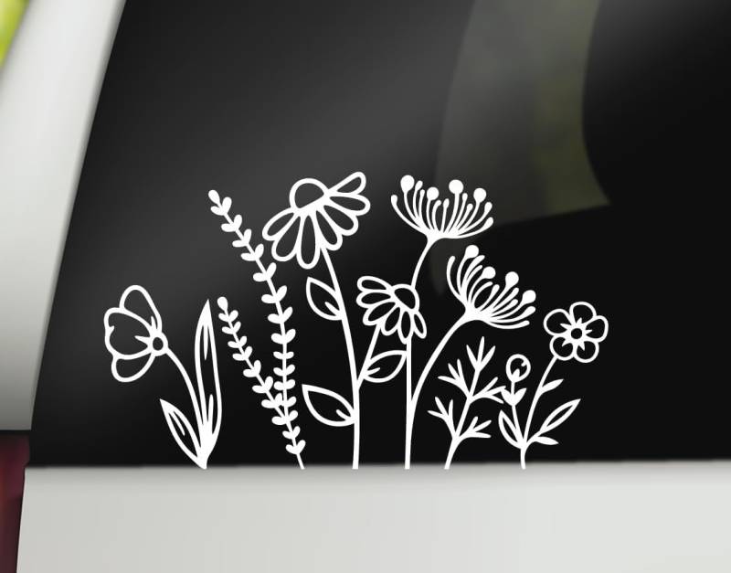 Rakelfix Wilde Blumen Wiese Wild Flower frei Aufkleber Größe&Farbe ANPASSBAR Sticker Autoaufkleber Lack Scheibe Wand von Rakelfix