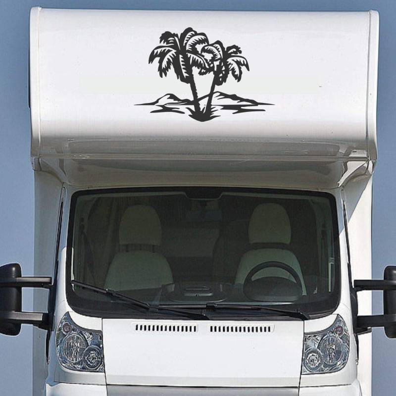 Rakelfix Wohnmobil Wohnwagen Aufkleber 2 schöne Palmen am Strand Beach ca 50x80cm Sticker Camping Urlaub Womi Wowa von Rakelfix