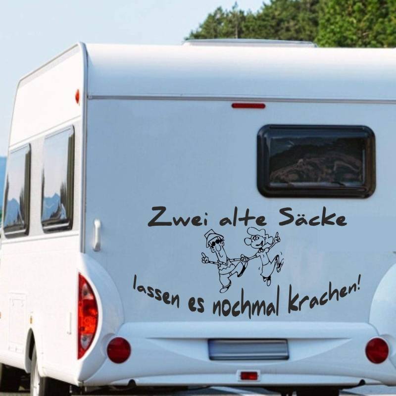 Rakelfix Wohnmobil Wohnwagen Aufkleber Lustige Senioren Rentner Zwei alte Säcke Lassen es nochmal krachen ca 120cm WOMI WOWA C von Rakelfix