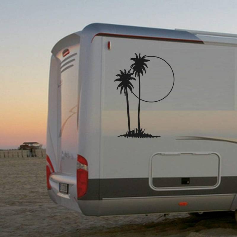 Rakelfix Wohnmobil Wohnwagen Aufkleber Palmen & Sonne Strand Beach Urlaub ca 80cm WOMI WOWA Camping von Rakelfix