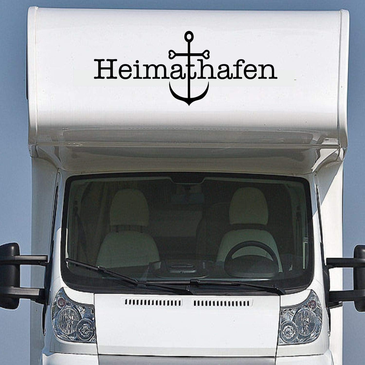 Rakelfix Wohnmobil Wohnwagen Aufkleber Schriftzug Heimathafen Typ1 ca 120cm mit Anker Meer Ostsee Nordsee Sticker Autoaufkleber von Rakelfix