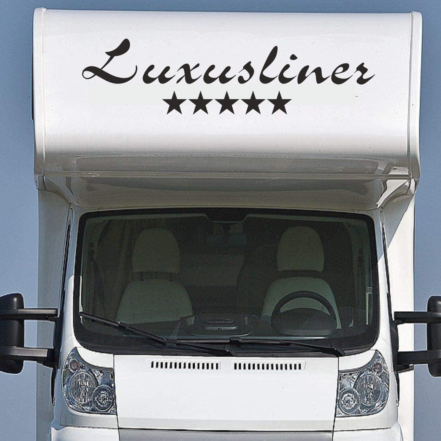 Rakelfix Wohnmobil Wohnwagen Aufkleber Schriftzug Luxusliner 5 Sterne Typ1 ca 140cm Sticker Autoaufkleber von Rakelfix