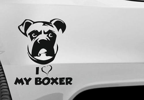 Rakelfix i Love My Boxer Hund Hunderasse Aufkleber Größe/Farbe ANPASSBAR Sticker Autoaufkleber Decal von Rakelfix