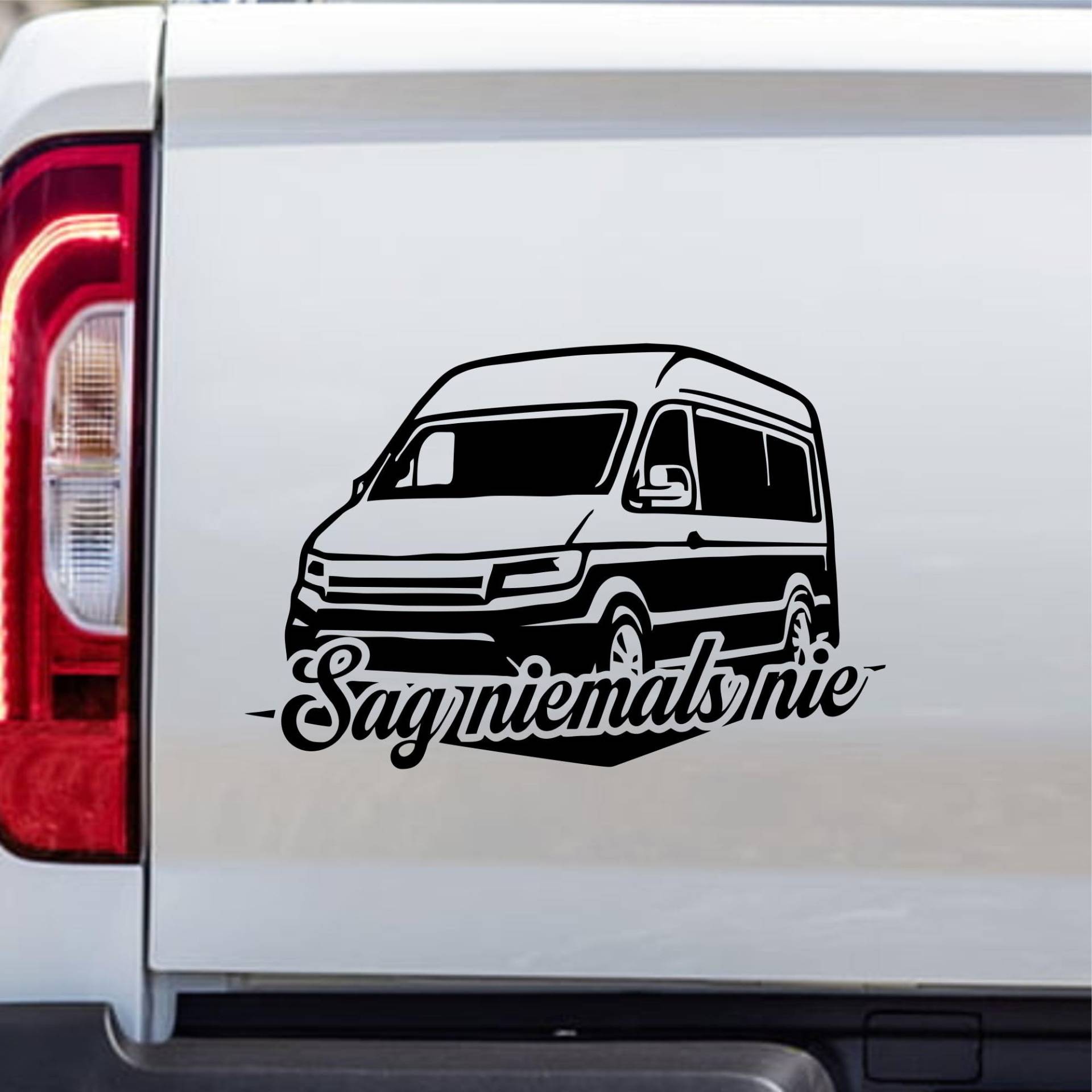 Rakelfix sag Niemals Nie Minivan Kombi Spassaufkleber Van Bus Kleinbus V2 Aufkleber JDM Sticker Autoaufkleber Größe/Farbe WÄHLBAR von Rakelfix