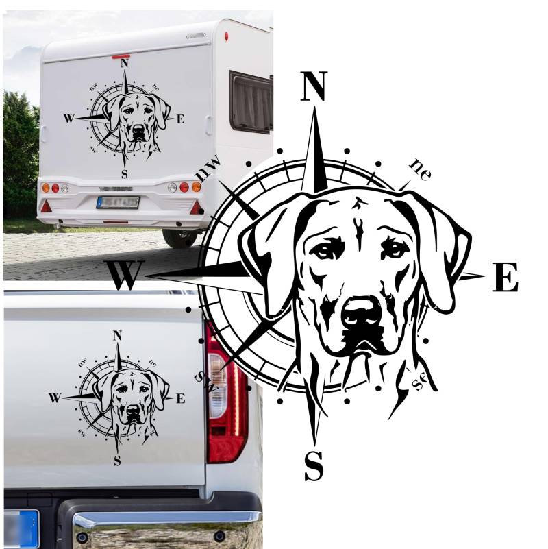 Rhodesian Ridgeback Kompass Aufkleber Apassbar Wohnmobil Auto Autoaufkleber Sticker Kompassrose Windrose Camper von Rakelfix