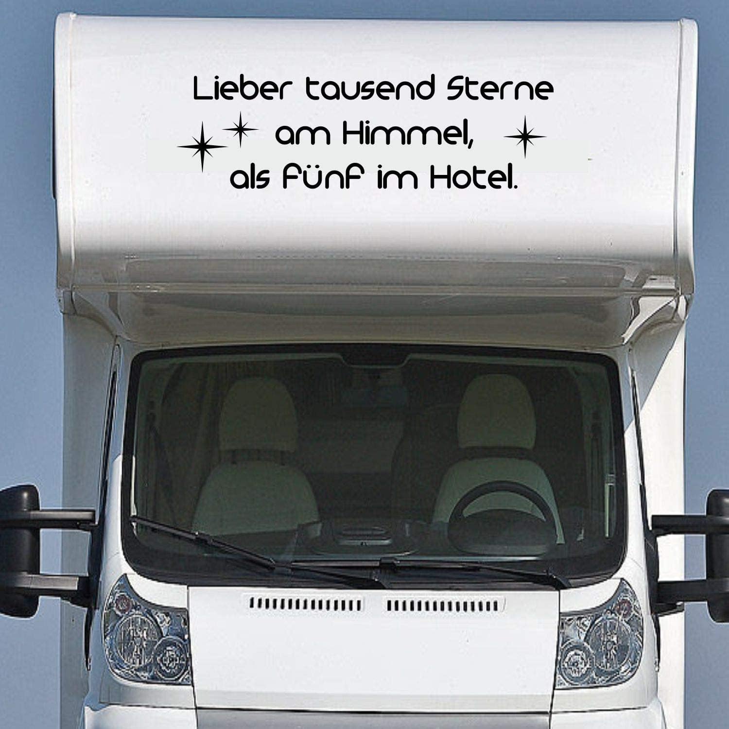 Wohnmobil Wohnwagen Aufkleber Spruch ca 120cm Lieber tausend Sterne am Himmel als fünf im Hotel mit Sternchen WOMI WO von Rakelfix