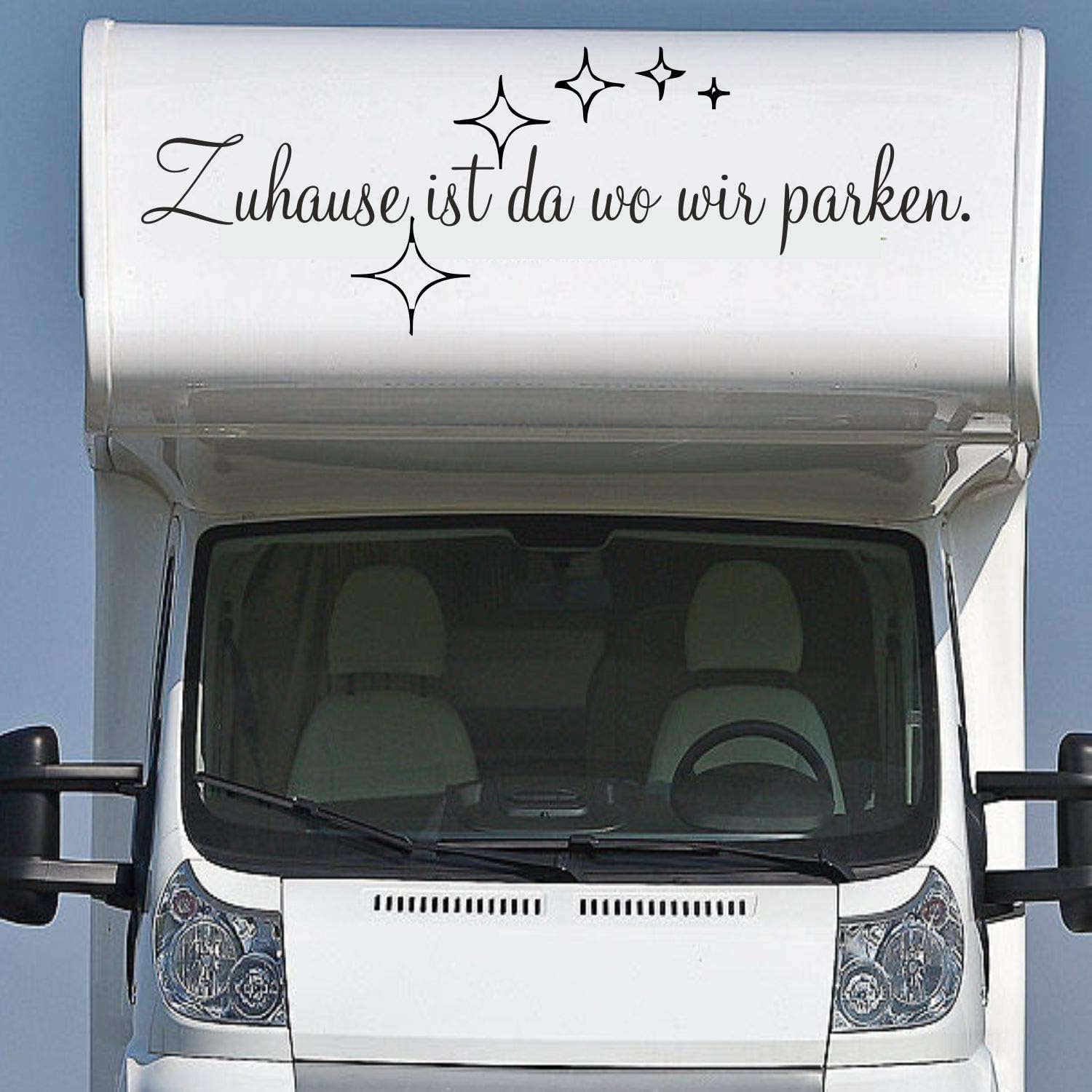 Wohnmobil Wohnwagen Aufkleber Spruch ca 180cm Zuhause ist da wo wir parken mit Sternen WOMI WOWA Camping Van Sticker von Rakelfix