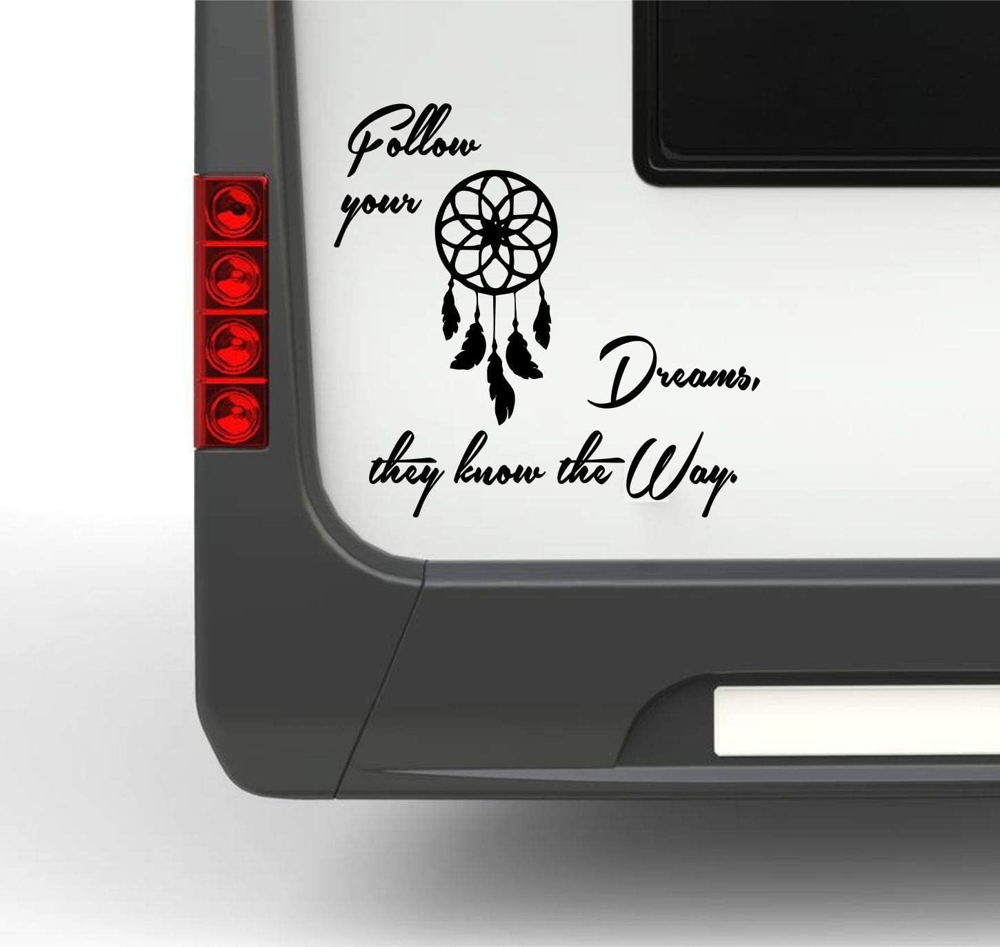 Wohnmobil Wohnwagen Aufkleber Traumfänger mit Spruch Follow Your Dreams They Know The Way ca 30cm WOMI WOWA Camping von Rakelfix