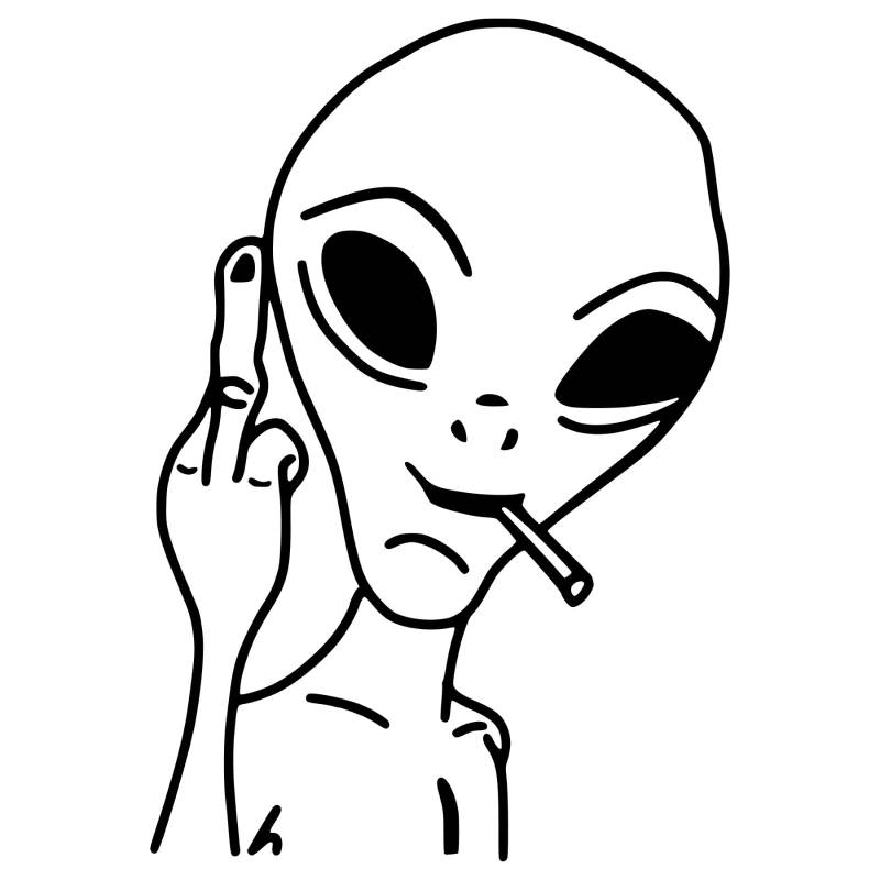 süßer Alien Mittelfinger Außerirdischer Aufkleber Größe/Farbe ANPASSBAR Sticker Autoaufkleber von Rakelfix