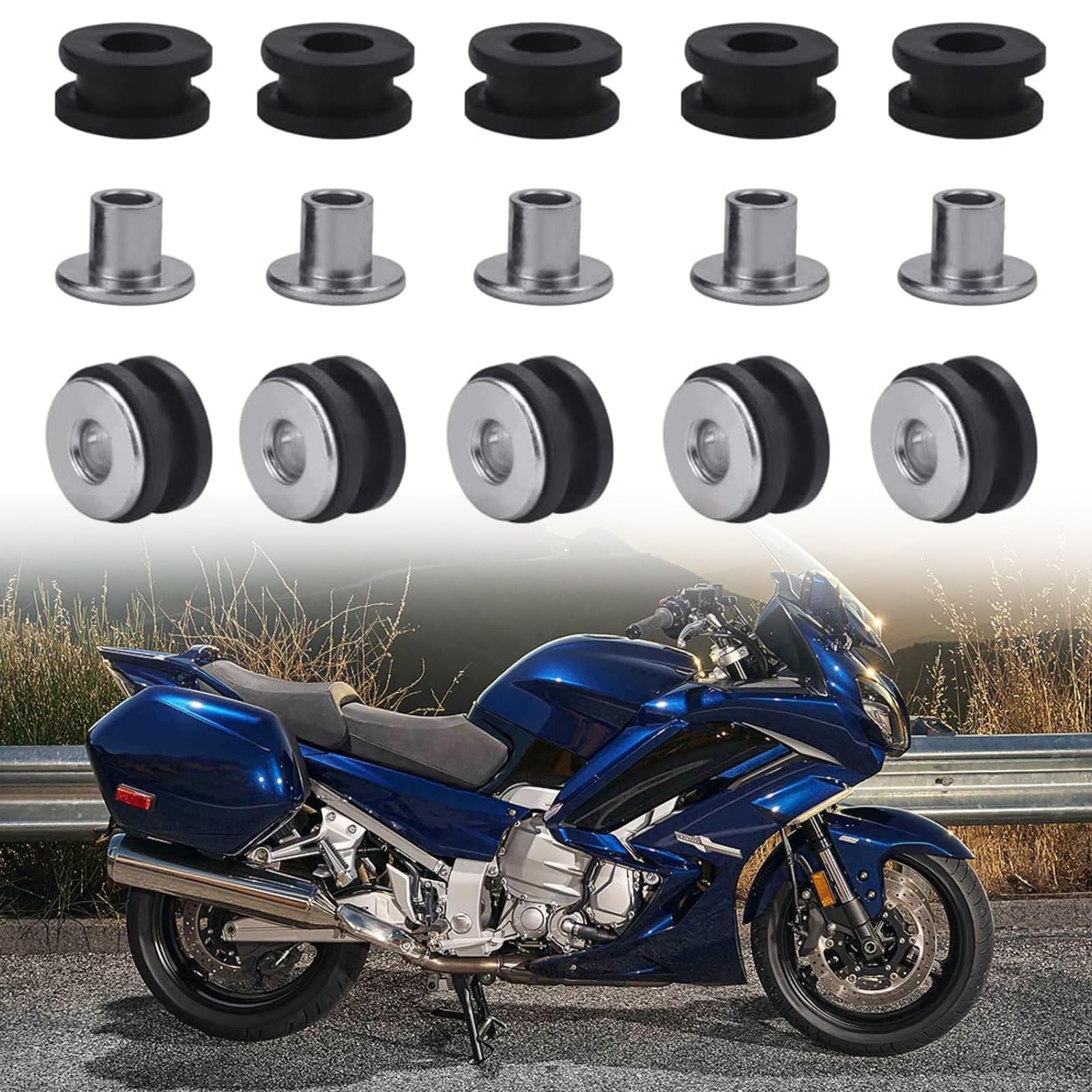 M6 Motorrad Gummitüllen,Motorcycle Rubber Grommets Universal,Peugeot Verkleidungsschrauben Gummimuttern,Motorrad Gummitüllen,Verkleidungen Windschild Ersatzzubehör Verkleidung Schrauben,10 Pcs,Schwarz von Rakiuty