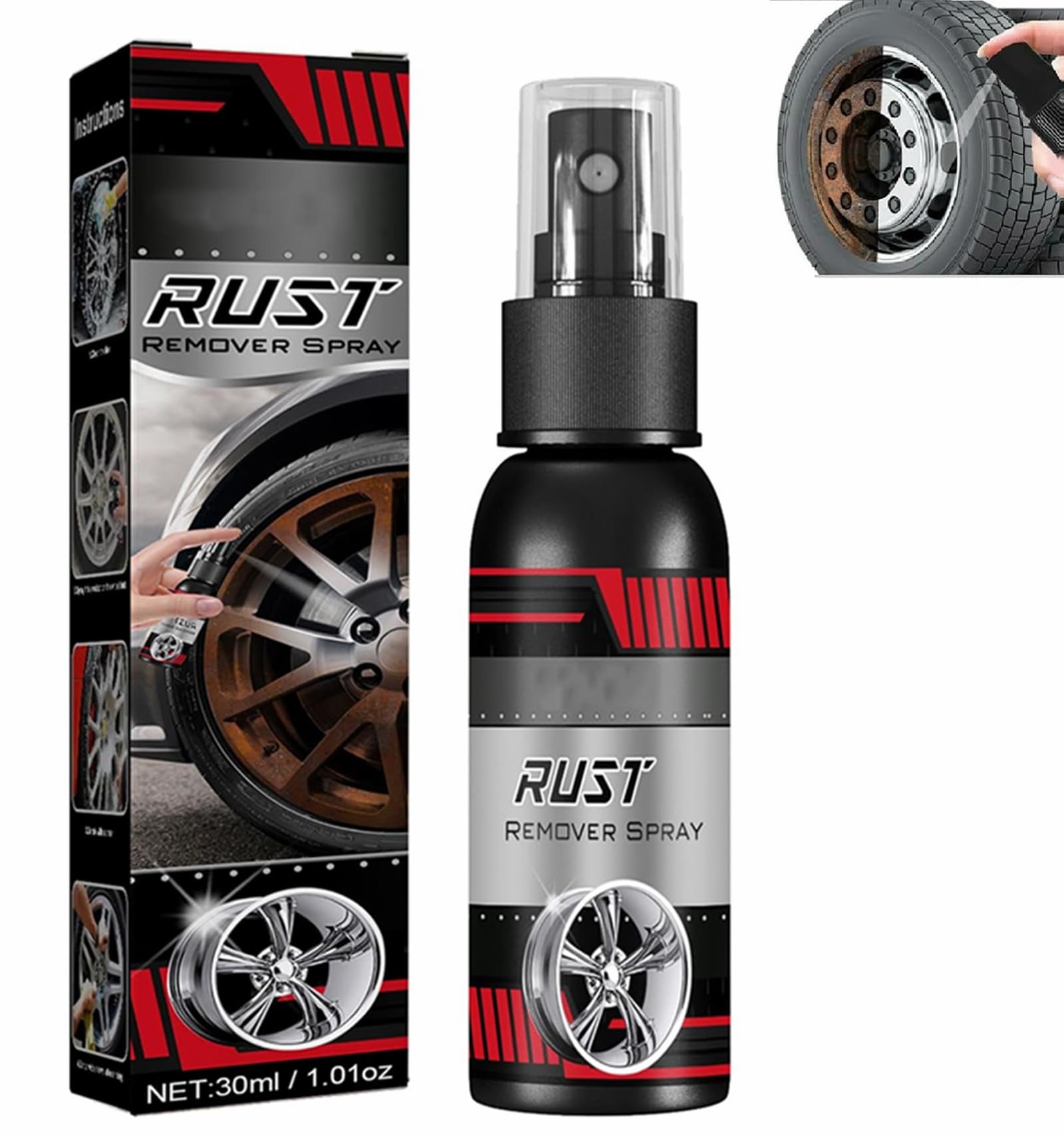 Rust Remover Spray,Auto Rostentferner,Rost Entferner Reinigungsspray,Iron Powder Remover,Car Rust Removal Spray,Mehrzweck-Entrostungsreiniger,Iron Powder Remover for Car,Rust Remover for Wheels von Rakiuty