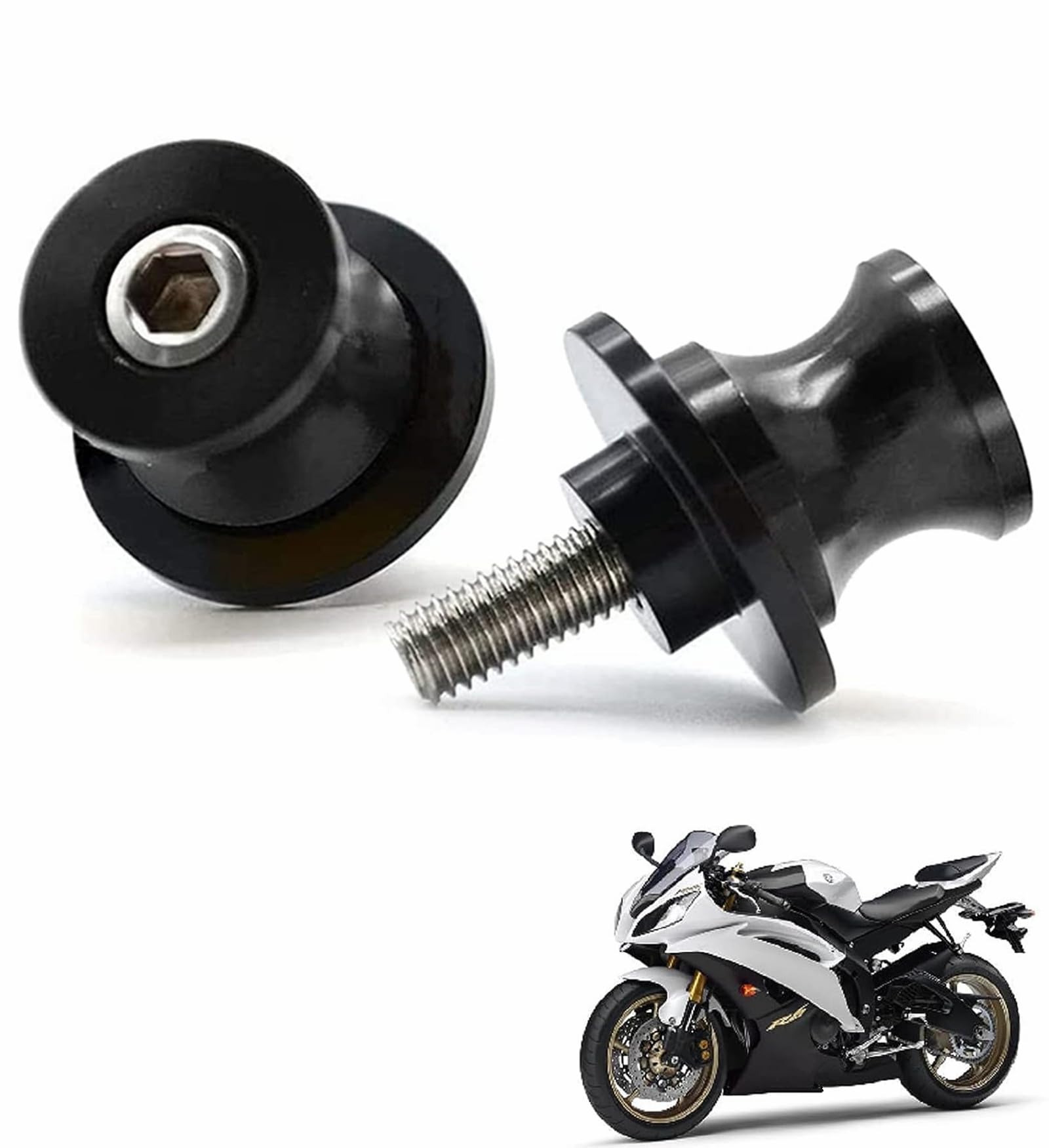 Schwingenschutz Montageständer M8,2 Stücke Montageständer Racingadapter Bobbins,Schwinge Ständer Schraube für Motorräder,Schwenkarmspule,Aluminium Bobbins Ständeraufnahme für Mortorrad(Schwarz) von Rakiuty