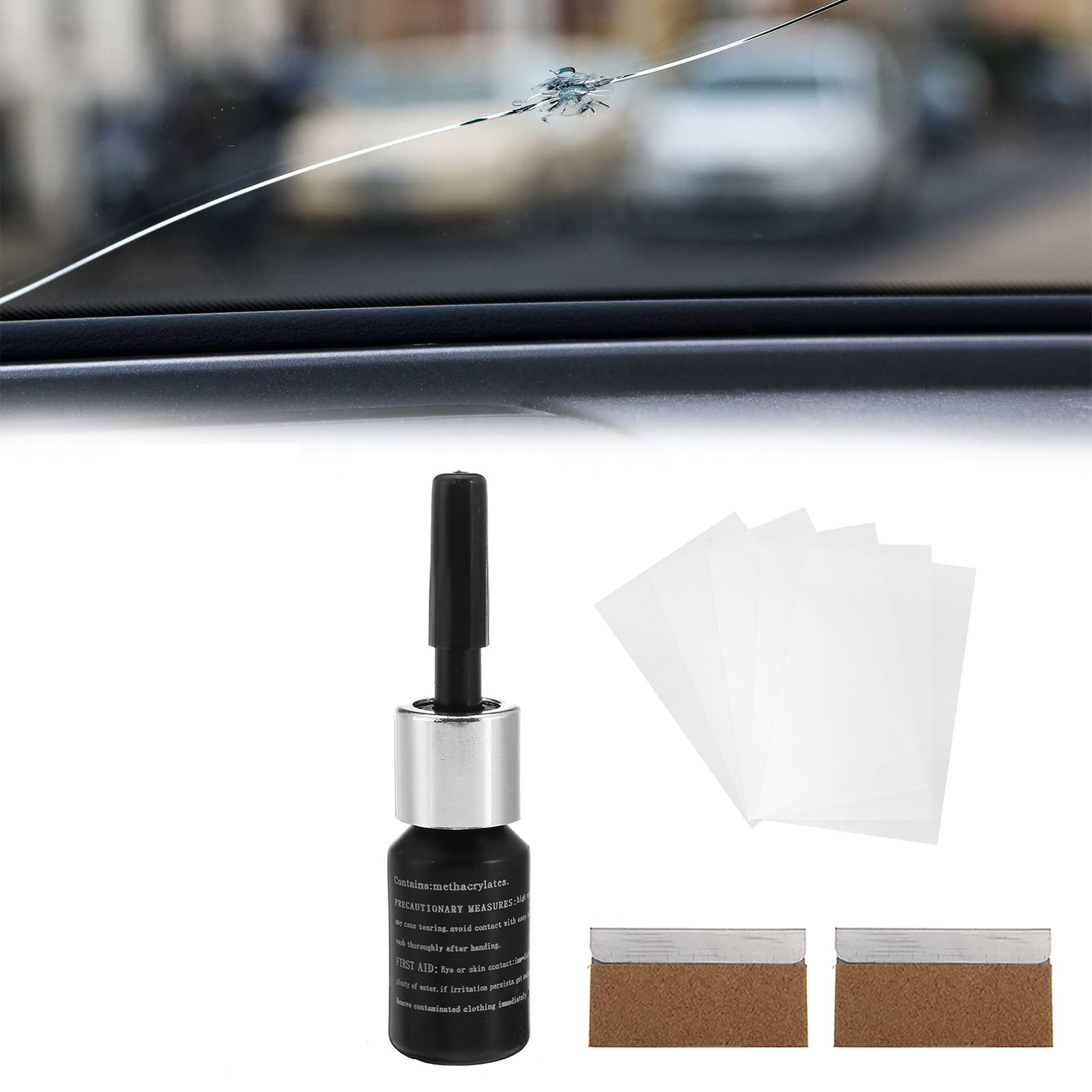 Windschutzscheiben Reparaturset Werkzeug,Auto Windshield Repair Kit,Glas Reparatur Flüssigkeit,Auto Glas Windschutzscheibe Reparatursatz Windschutzscheiben Reparatur,Windshield Repair Kit,Schwarz von Rakiuty