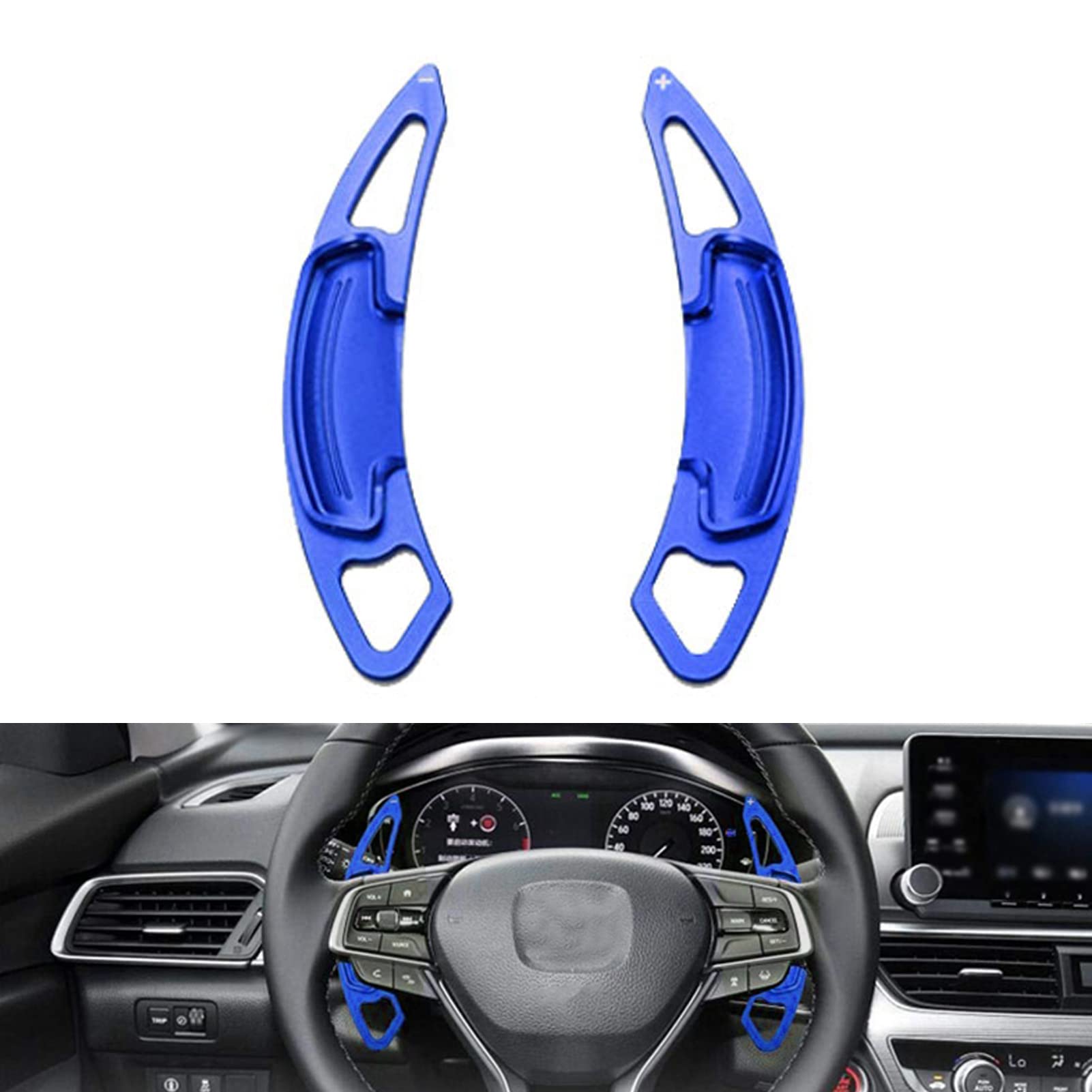 Ramecar Lenkrad-Schalthebelverlängerung aus Aluminiumlegierung für Honda Accord Odyssey Spirior Civic CR-V UR-V Hybird Inspex Insight Crown Road Acura, Blau von Ramecar