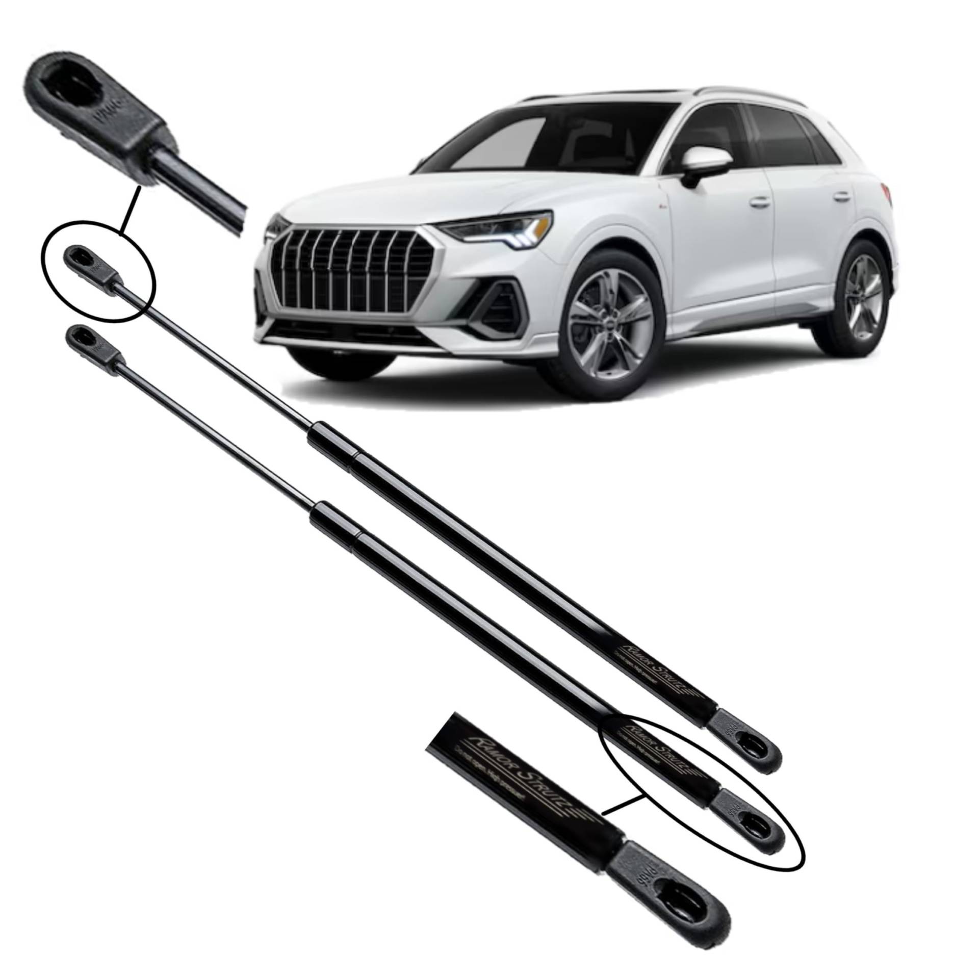 Ramor Strutz 2x Gasfeder Dämpfer Heckklappe Kompatibel mit Audi Q3 2011-2019. Gasdruckfeder Heckklappendämpfer Ersatz für 8U0827552A und Andere. von Ramor Strutz