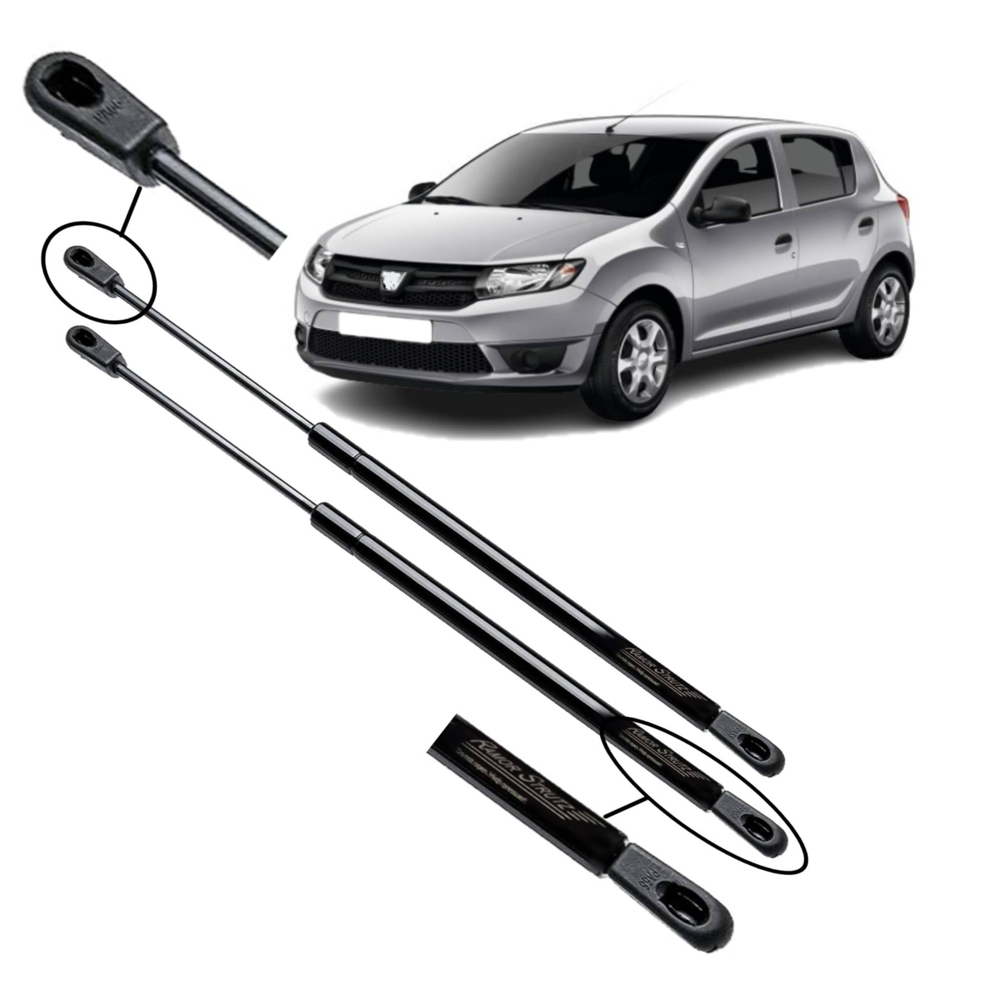 Ramor Strutz 2x Gasfeder Dämpfer Heckklappe Kompatibel mit Dacia Sandero 2012-2020. Gasdruckfeder Heckklappendämpfer Ersatz für 904529943R und Andere. von Ramor Strutz