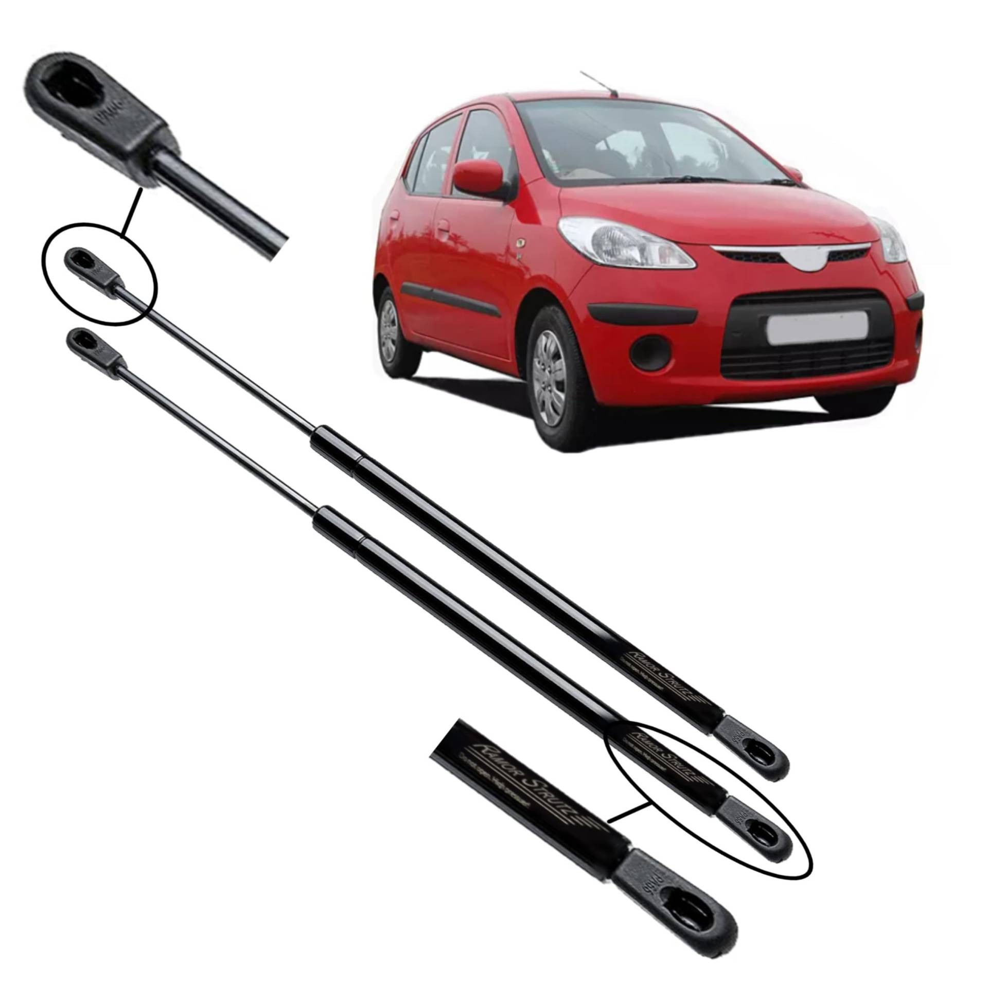 Ramor Strutz 2x Gasfeder Dämpfer Heckklappe Kompatibel mit Hyundai i10 2007-2013. Gasdruckfeder Heckklappendämpfer Ersatz für 817700X001 und Andere. von Ramor Strutz