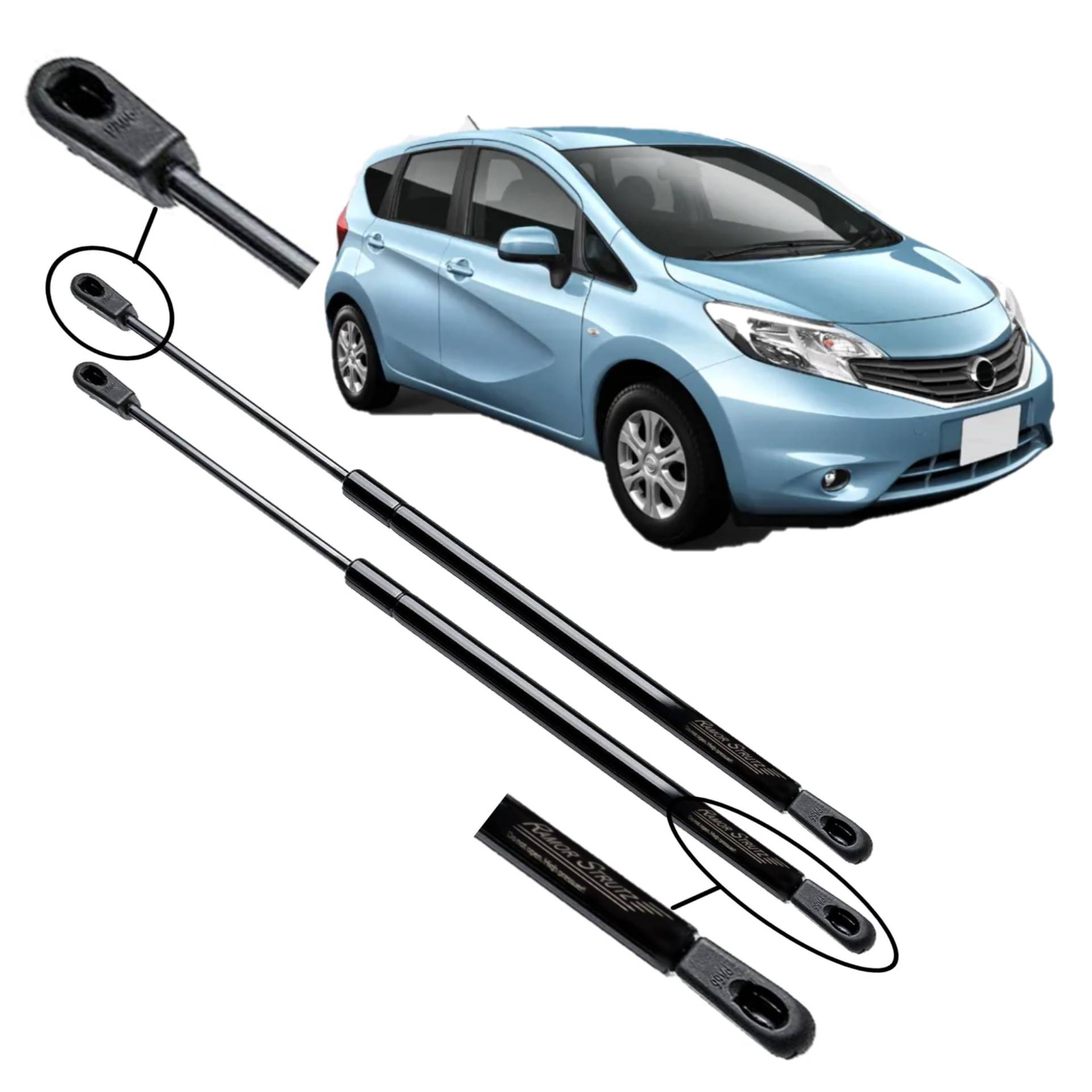 Ramor Strutz 2x Gasfeder Dämpfer Heckklappe Kompatibel mit Nissan Note II 2012-2020. Gasdruckfeder Heckklappendämpfer Ersatz für 90451-3WF0A und Andere. von Ramor Strutz