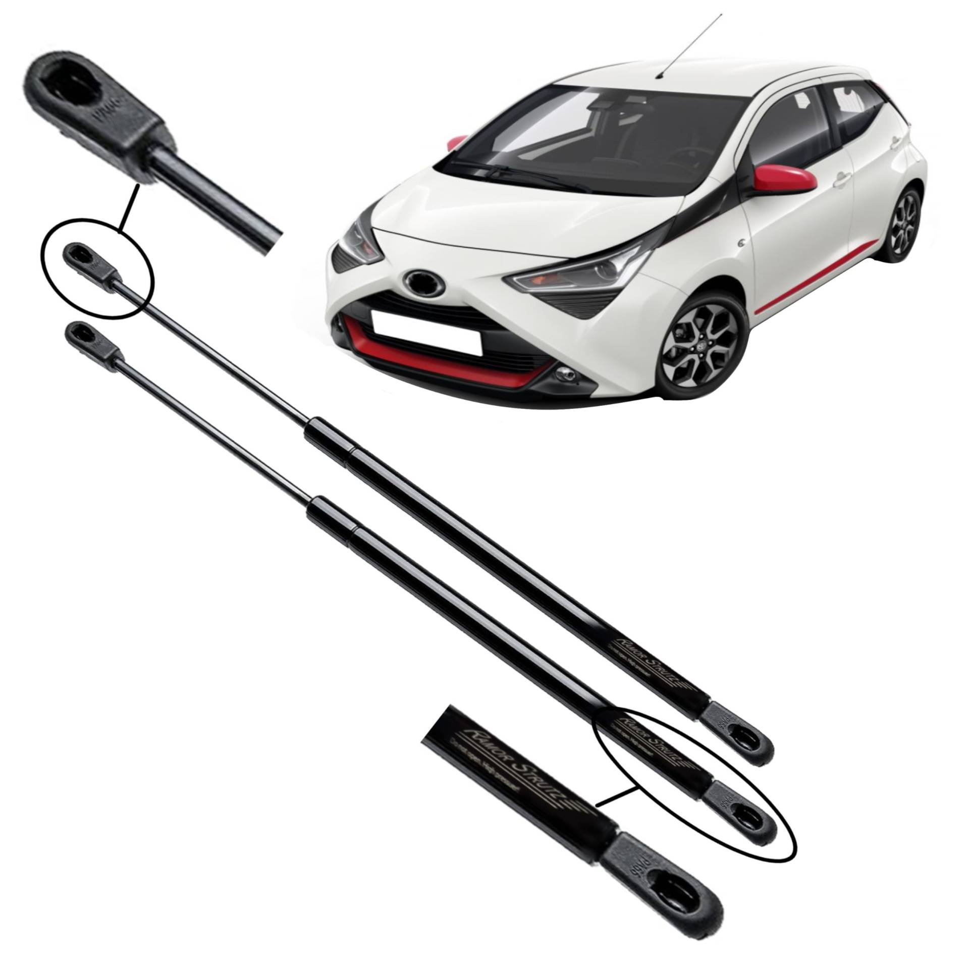 Ramor Strutz 2x Gasfeder Dämpfer Heckklappe Kompatibel mit Toyota Aygo 2014-2021. Gasdruckfeder Heckklappendämpfer Ersatz für 689500H030 und Andere. von Ramor Strutz