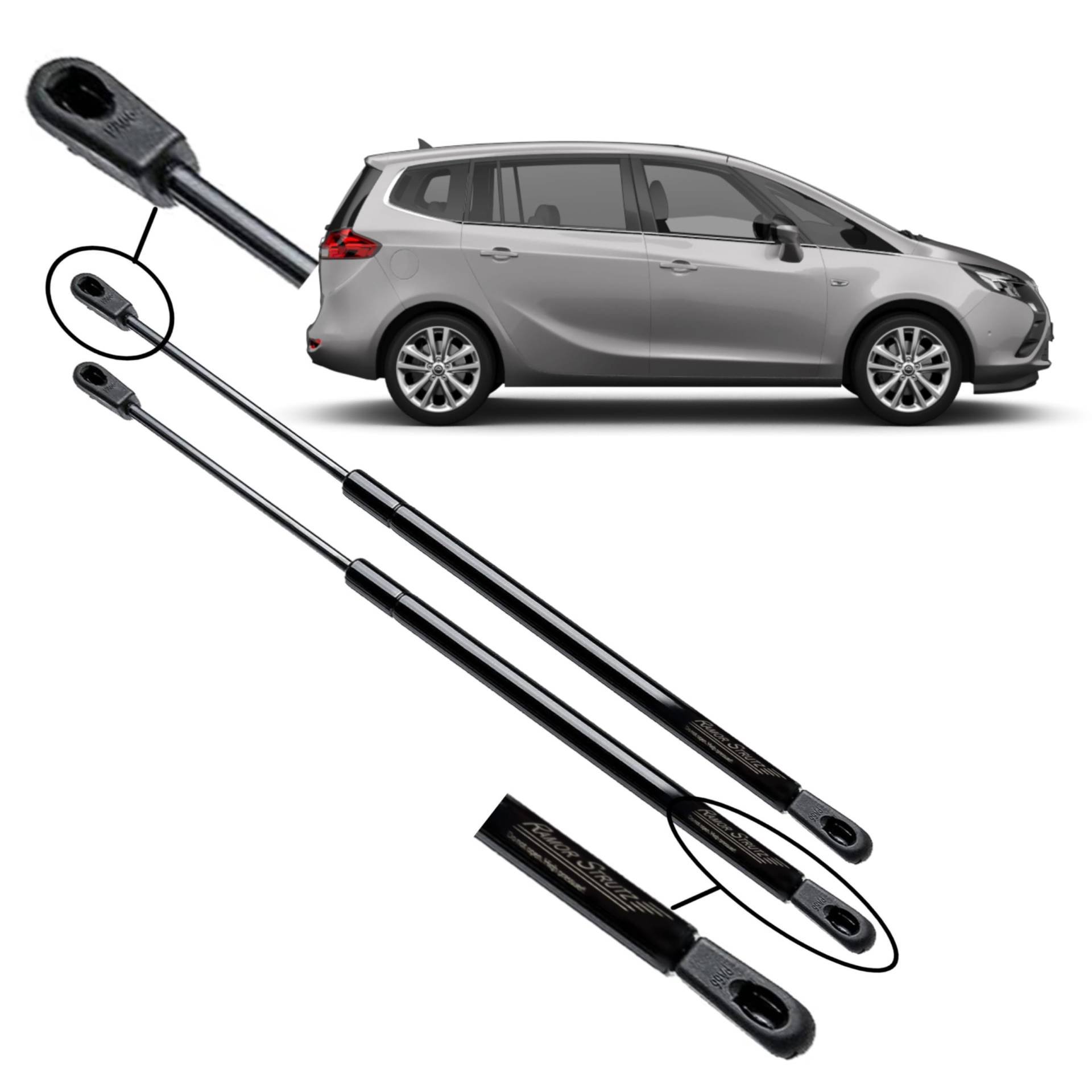 Ramor Strutz 2x Gasfeder Dämpfer Heckklappe Kompatibel mit Vauxhall Zafira C 2011-2019. Gasdruckfeder Heckklappendämpfer Ersatz für 13387067 und Andere. von Ramor Strutz