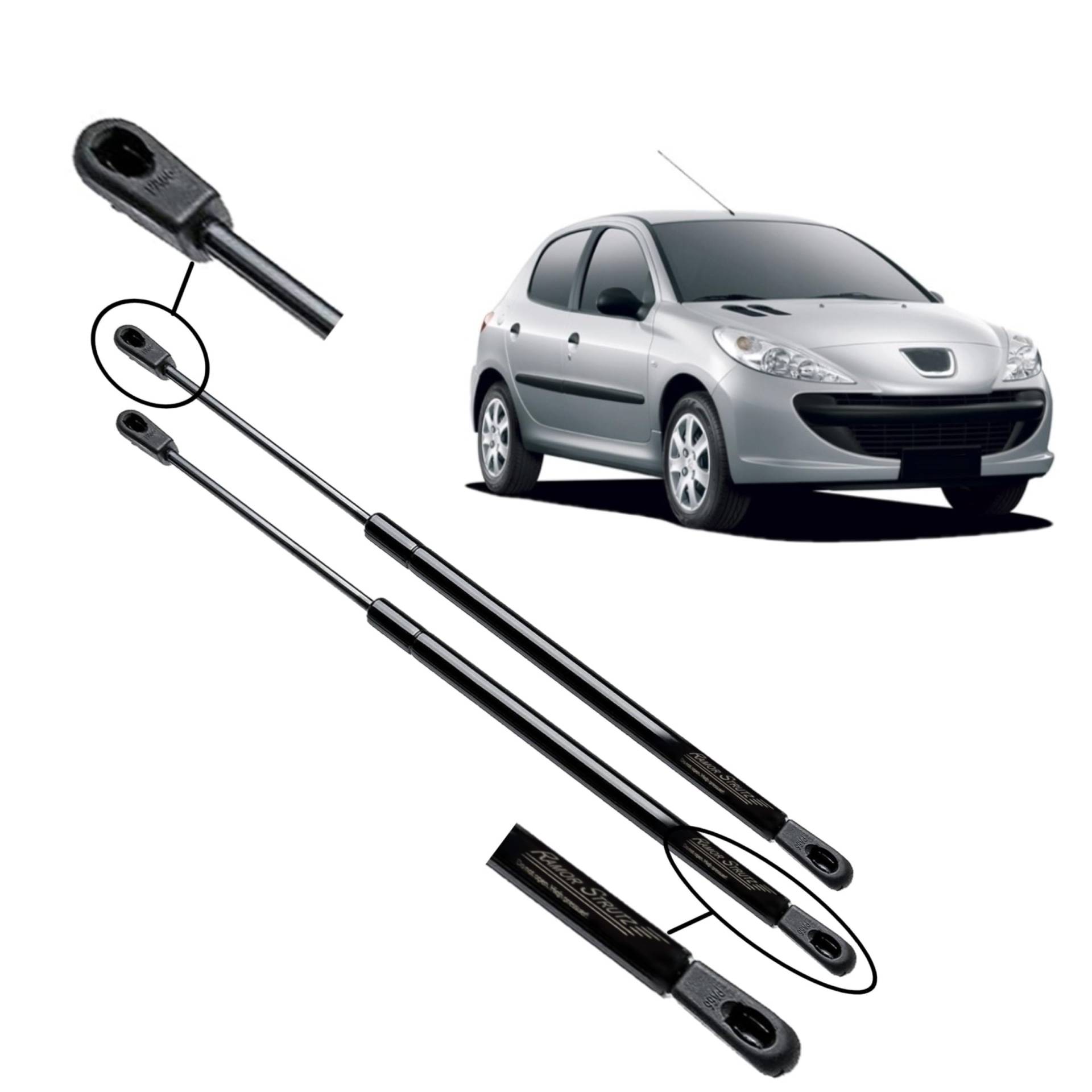 Ramor Strutz 2x Gasfeder Dämpfer Heckklappe Kompatibel mit Peugeot 207 WA WC 2006-2015. Gasdruckfeder Heckklappendämpfer Ersatz für 8731L7 und Andere. von Ramor Strutz