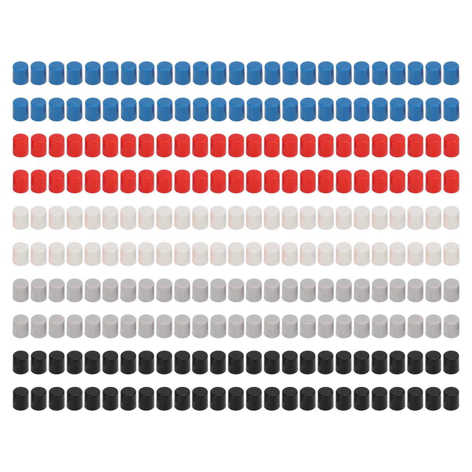 250 STÜCKE Druckknopfkappen, ABS-Kunststoff, 6-polig, selbstsichernde Schalterkappen, Mikrotaktile Druckknopfschalterkappen, mehrere Farben für Steckbrett von Rankomu