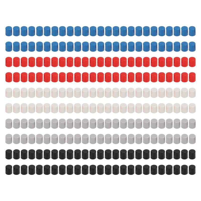 250 STÜCKE Druckknopfkappen, ABS-Kunststoff, 6-polig, selbstsichernde Schalterkappen, Mikrotaktile Druckknopfschalterkappen, mehrere Farben für Steckbrett von Rankomu