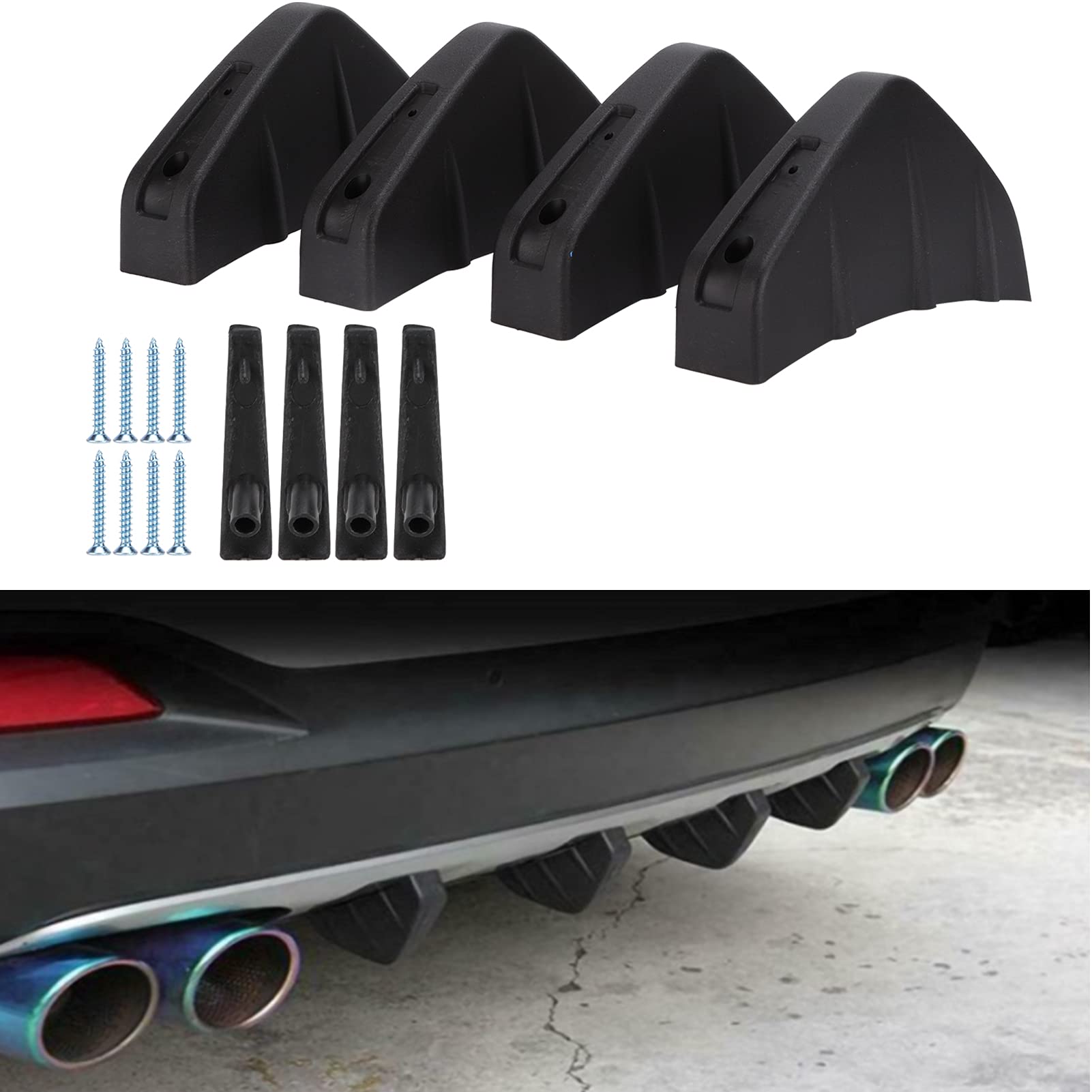 4 Stück Heckschürze Spoiler, PP Heckschürze Lippenschutz Schwarz Auto Heckdiffusor Verkleidung Wartung Ersatz Universal von Rankomu